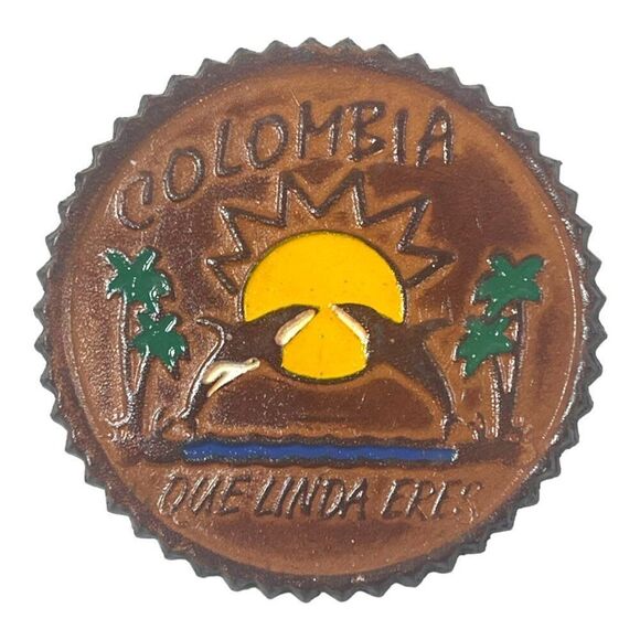 Columbia Handcrafted Leather Coasters Set Of 6 WIth Holder Colombian Souvenirs - Picture 4 of 16